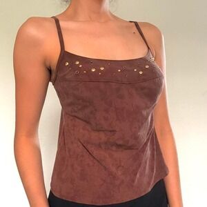 Brown Studded Grommet Top